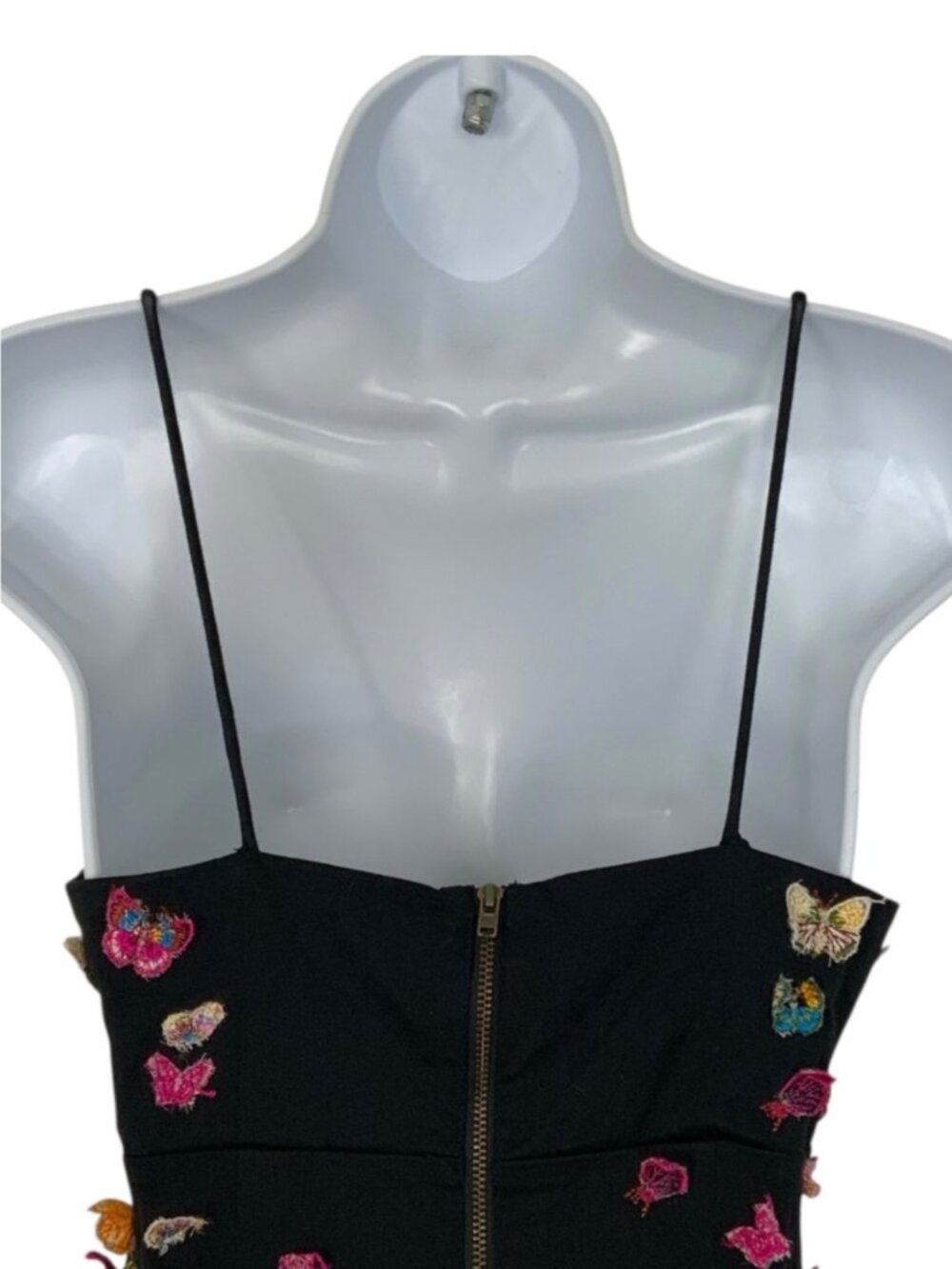 Anthropologie Maeve Butterfly Brynne 3D Spaghetti Strap Dress 2P Black Mini - Picture 11 of 16